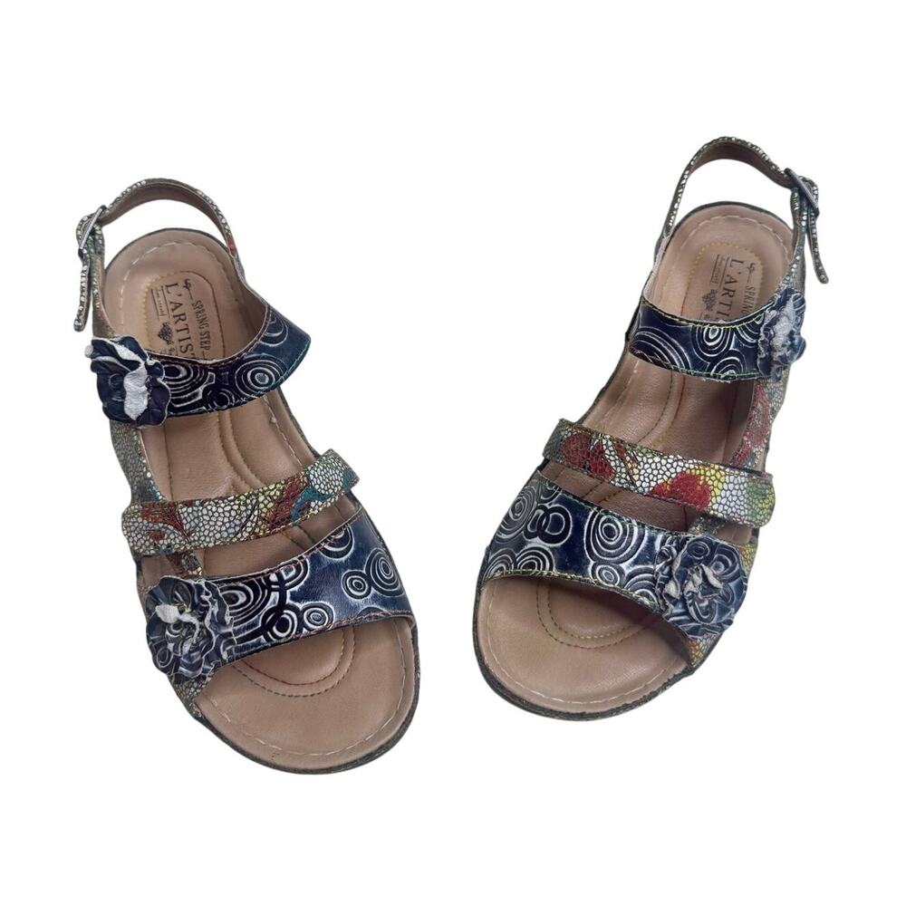 L'ARTISTE BOX Women's 41 US 10 Joelina Dazi Grey Multicolor Strappy Sandal Shoes